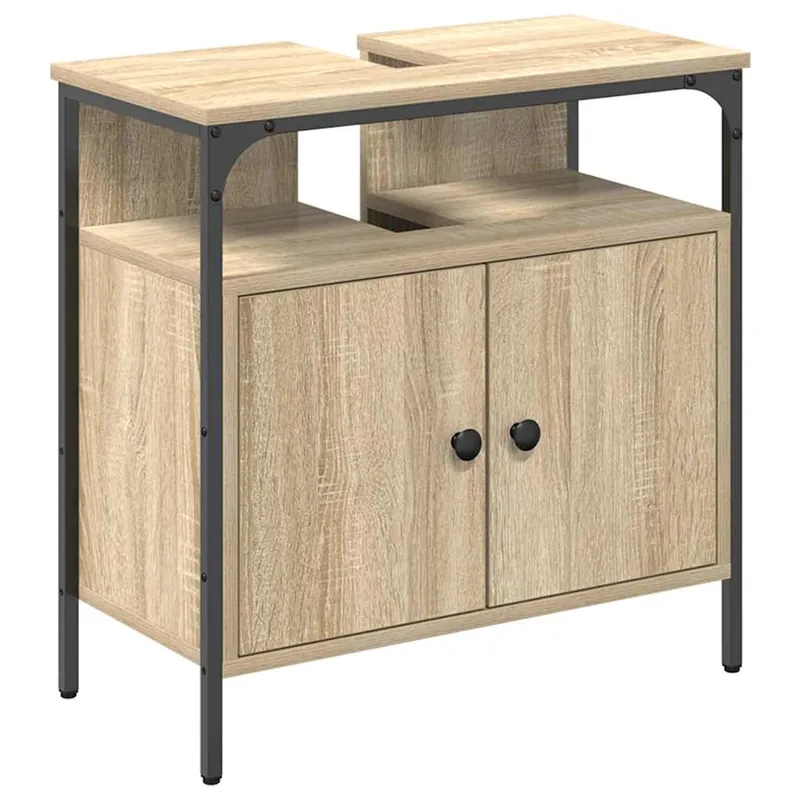 Zertifiziert vidaXL Badezimmerschrank mit Tür Beige 60 x 30 x 60 cm Holzwerkstoff