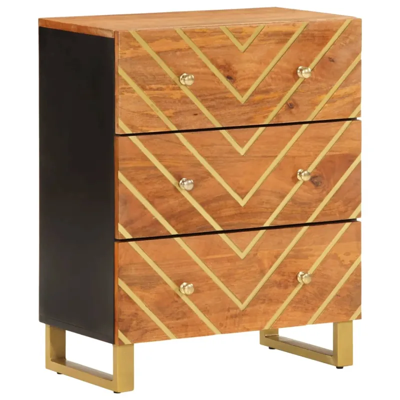 Echt vidaXL Beistellschrank Braun und Schwarz 60x33,5x75cm Massivholz Mango