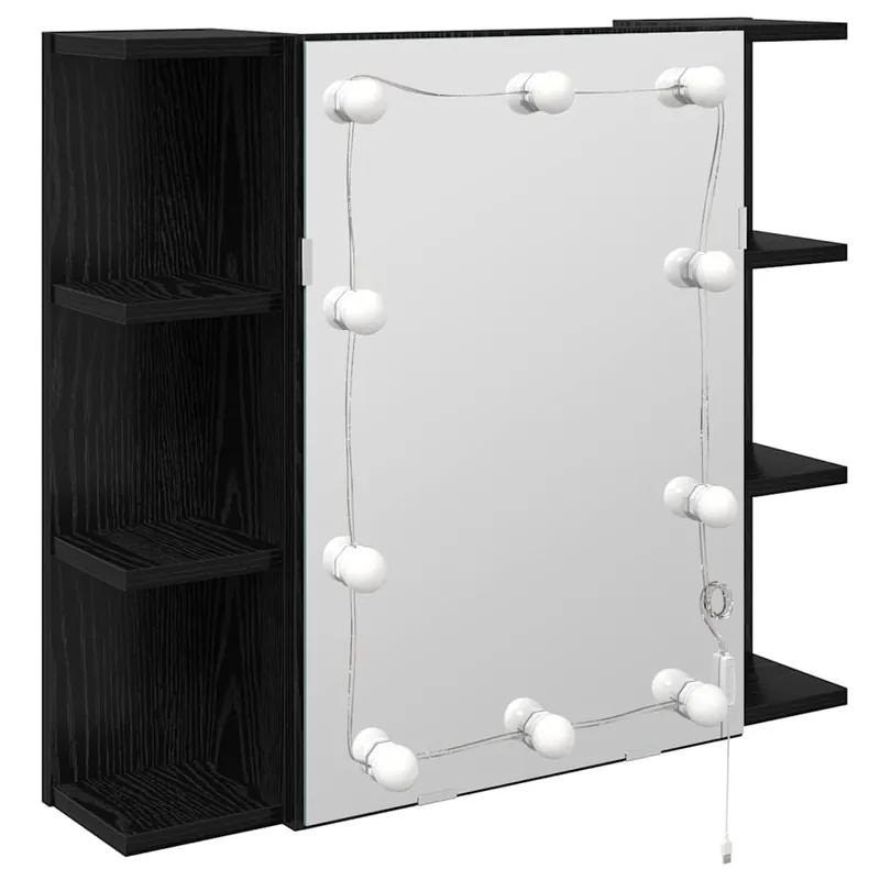 vidaXL Spiegelschrank mit Regal Schwarz Eichen-Optik 70 x 16,5 x 60 cm Beliebt
