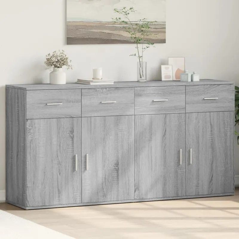 vidaXL Sideboards 2 Stk. Grau Sonoma 79x38x80 cm Holzwerkstoff Preisknaller