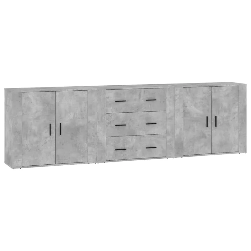 vidaXL Sideboards 3 Stk. Betongrau Holzwerkstoff Highlight