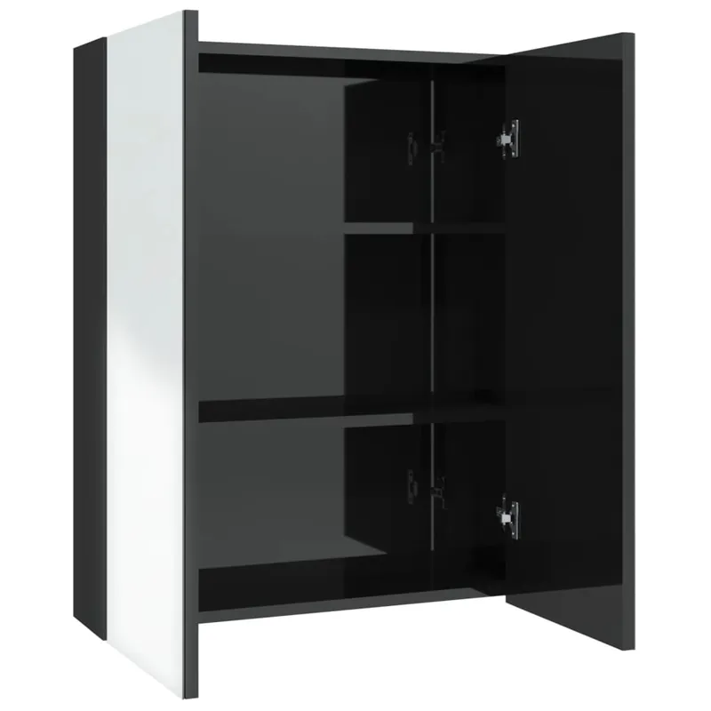 Expressversand vidaXL Bad-Spiegelschrank 60x15x75 cm MDF Glänzendes Schwarz