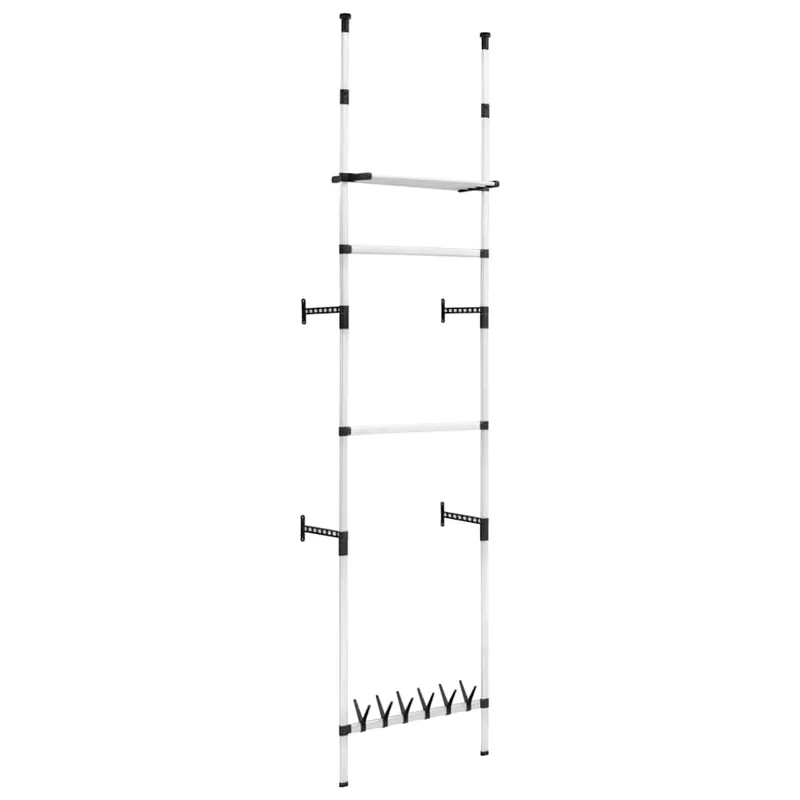 vidaXL Teleskop-Garderobe mit Stangen und Regal Aluminium Neu