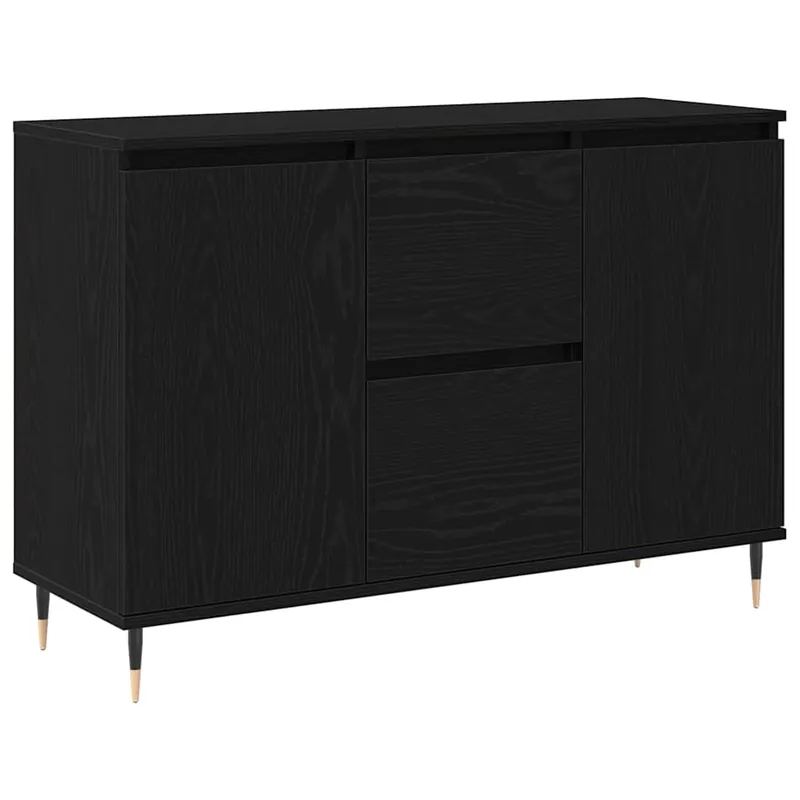 vidaXL Sideboard Schwarz Eichen-Optik 101,5 x 35 x 70 cm Holzwerkstoff Preisreduziert