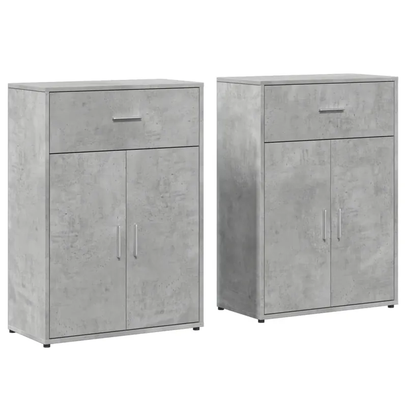vidaXL Sideboards 2 Stk. Betongrau 60x30x84 cm Holzwerkstoff Neue Ware