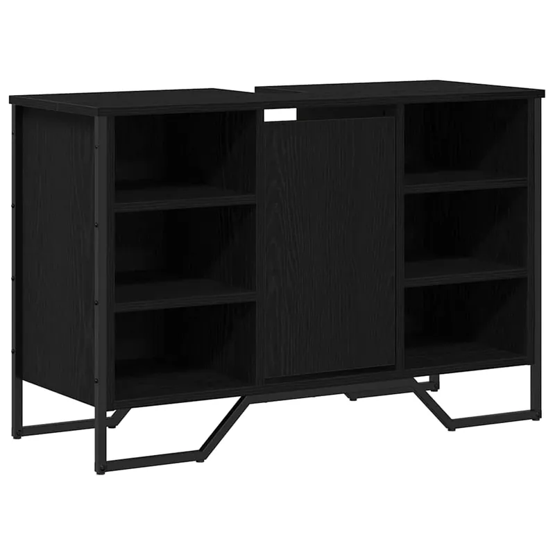 Garantierte Lieferung vidaXL Waschbeckenschrank mit Tür Schwarz Eichen-Optik 91 x 35 x 60 cm