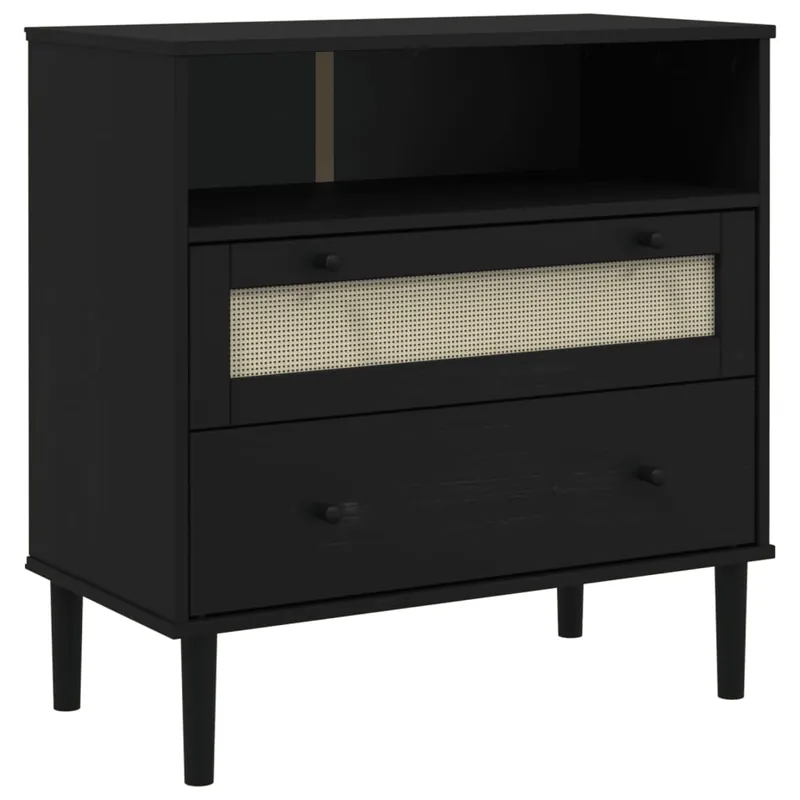 vidaXL Sideboard SENJA Rattan-Optik Schwarz 80x40x80 cm Kiefernholz Jetzt Bestellen