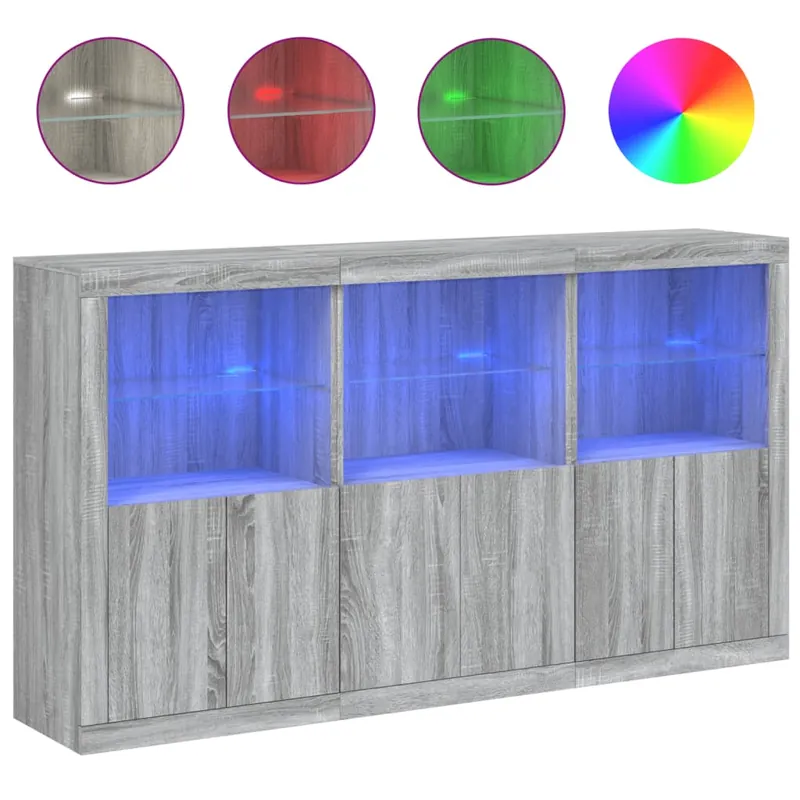 Aktuell vidaXL Sideboard mit LED-Leuchten Grau Sonoma 181,5x37x100 cm