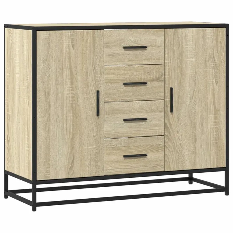 vidaXL Sideboard Sonoma-Eiche 92x35x76 cm Holzwerkstoff Sonderaktion