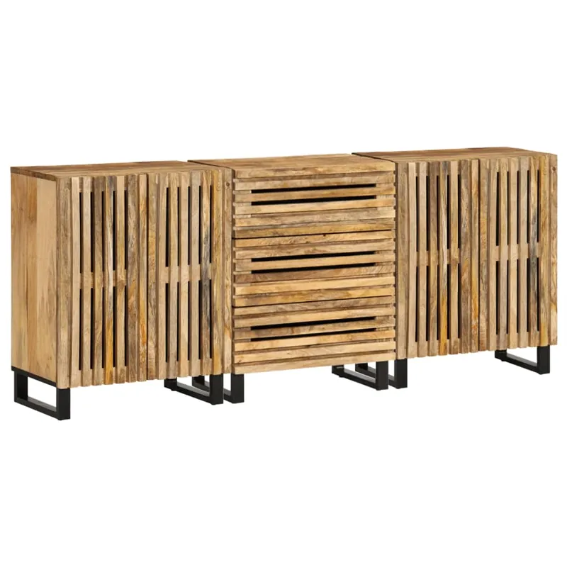 Bestpreis vidaXL Sideboard 3 Stk. 60x34x75 cm Raues Massivholz Mango
