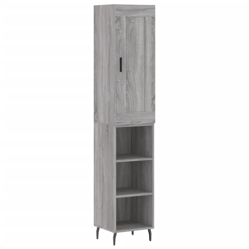 Garantierte Lieferung vidaXL Highboard Grau Sonoma 34,5x34x180 cm Holzwerkstoff