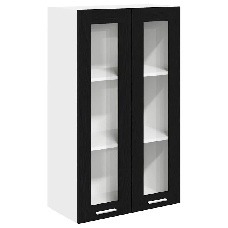 Highlight vidaXL Hängeschrank mit Tür Riga Schwarz Eichen-Optik 60 x 31 x 100 cm