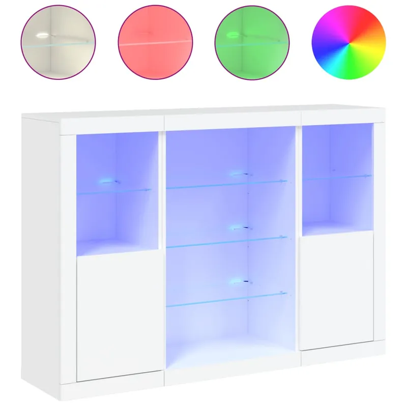 Finale Aktion vidaXL Sideboards mit LED-Leuchten 3 Stk. Weiß Holzwerkstoff