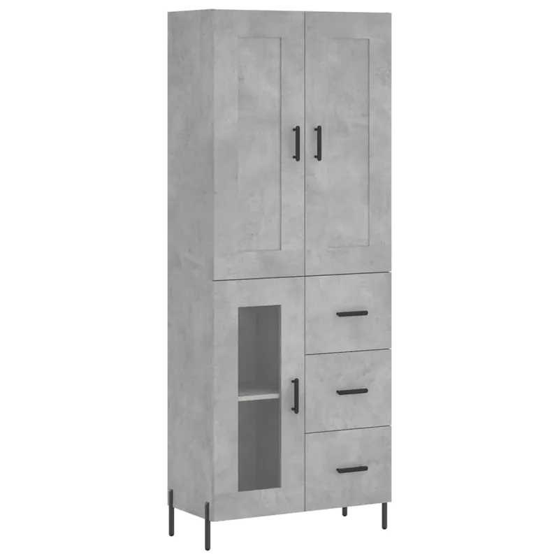 Bestpreis vidaXL Highboard Betongrau 69,5x34x180 cm Holzwerkstoff