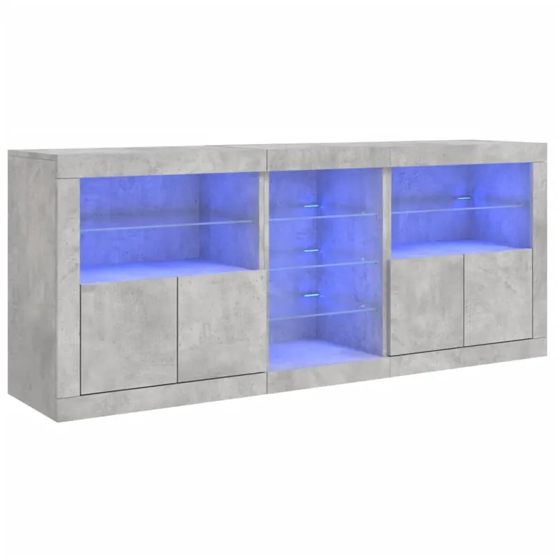 Angebot vidaXL Sideboard mit LED-Leuchten Betongrau 181,5x37x67 cm
