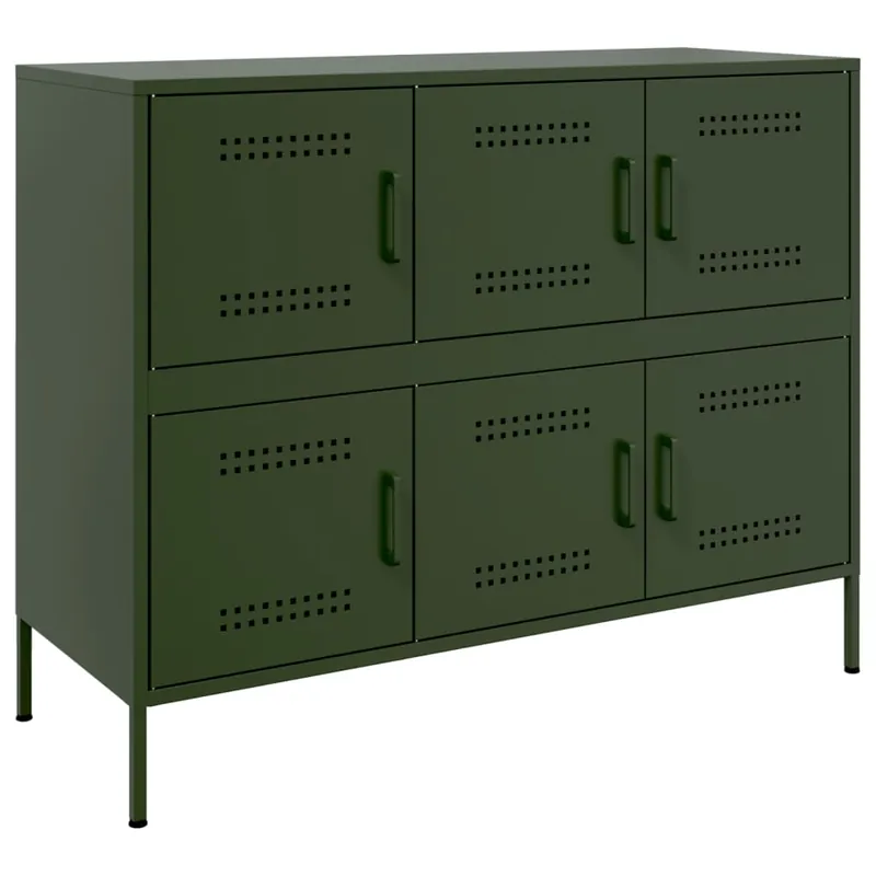 Expressversand vidaXL Sideboard Olivgrün 100,5x39x79 cm Stahl
