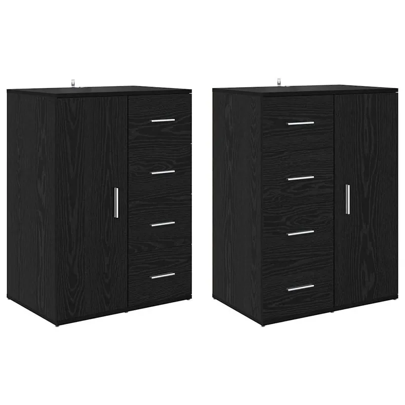 vidaXL Sideboards Corona 2 pcs Schwarz Eichen-Optik 59 x 39 x 80 cm Letzte Chance