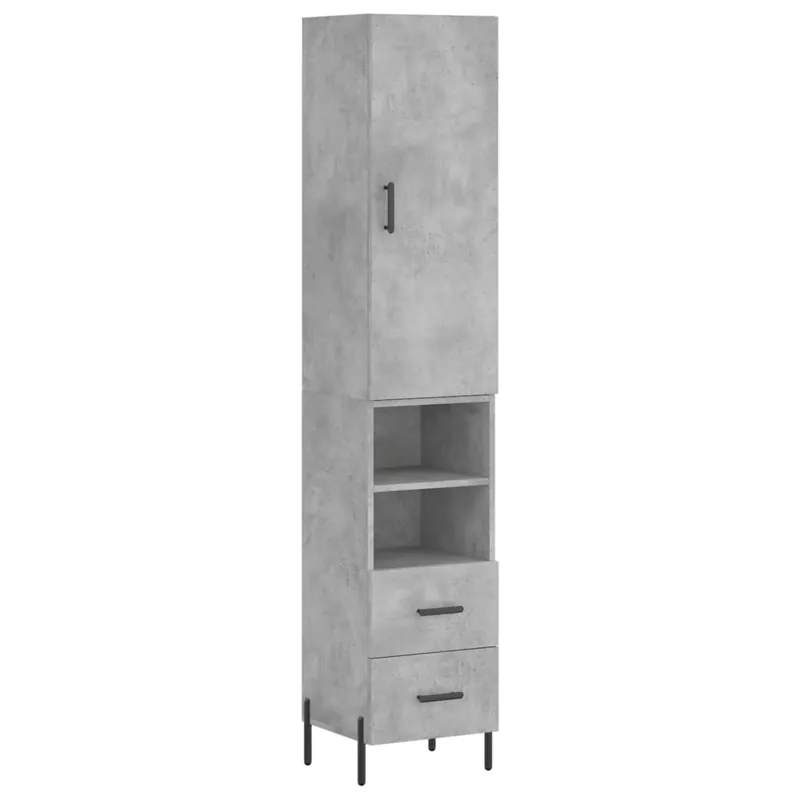 Ausverkauf vidaXL Highboard Betongrau 34,5x34x180 cm Holzwerkstoff