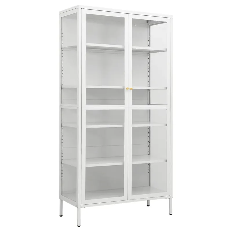 vidaXL Vitrine Weiß 90x40x180 cm Stahl und Gehärtetes Glas Sale