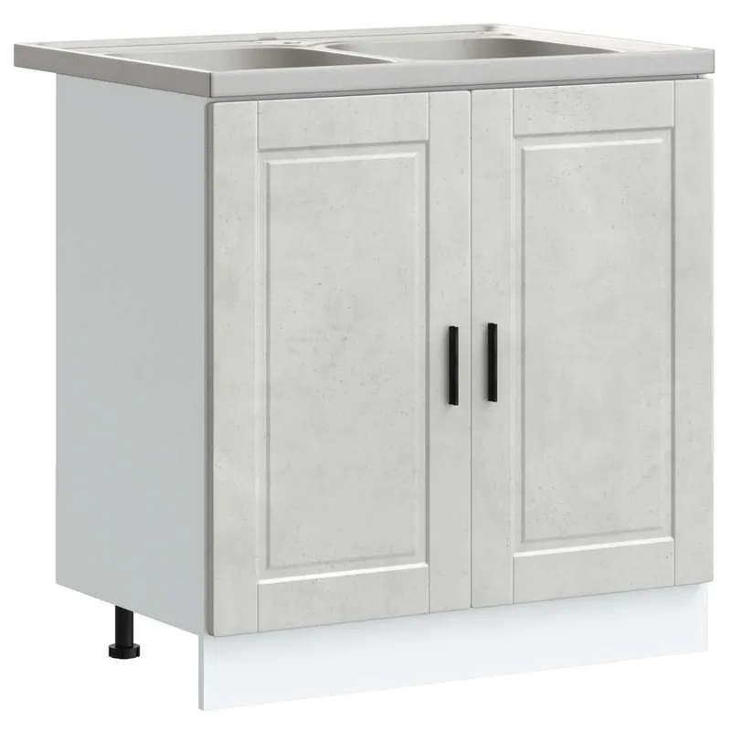 vidaXL Waschbecken-Unterschrank mit Tür Porto 2 pcs Grau Holzwerkstoff Kracherpreis