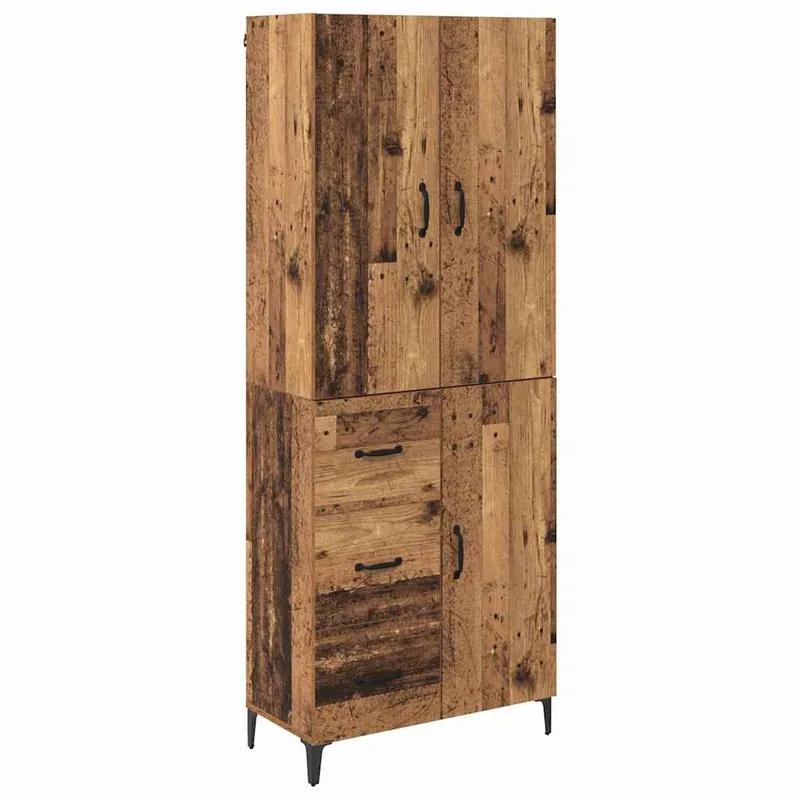 Günstig vidaXL Highboard Wandmontiert Altholz 69,5 x 34 x 180 cm Holzwerkstoff