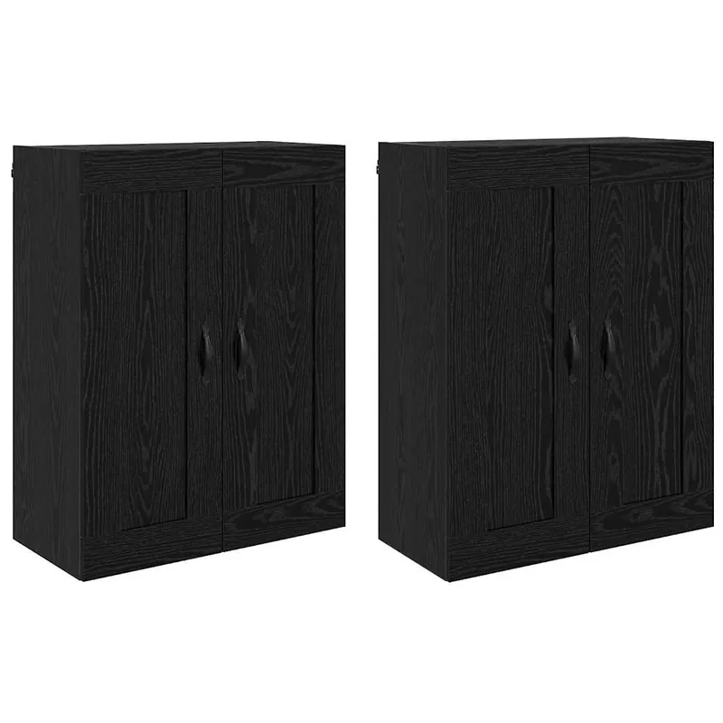Begrenztes Angebot vidaXL Wandmontierter Schrank 2 pcs Schwarz Eichen-Optik Holzwerkstoff