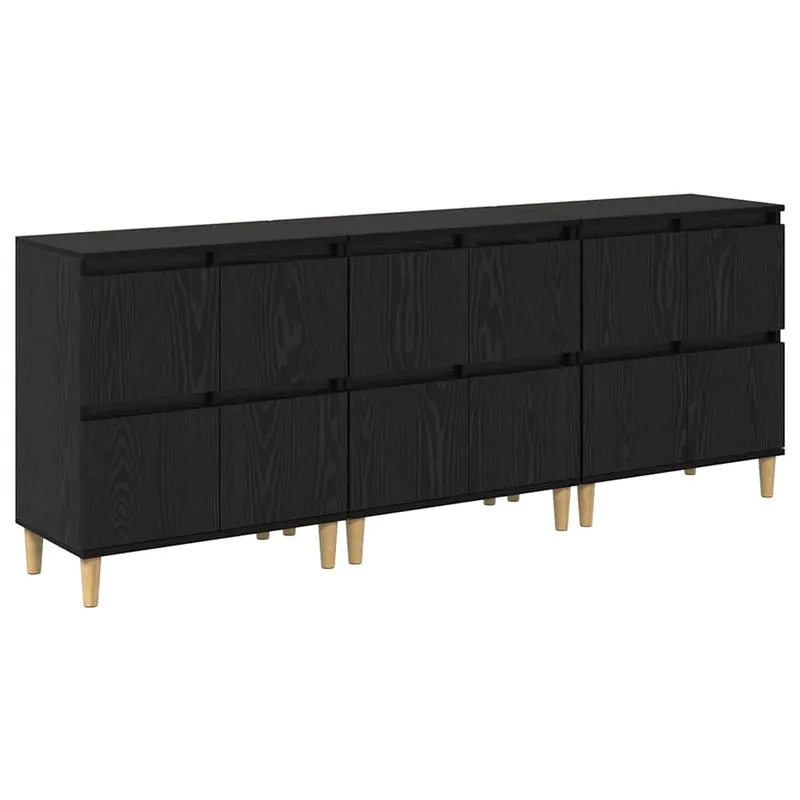Günstig vidaXL Sideboards 3 pcs Schwarz Eichen-Optik 60 x 35 x 70 cm