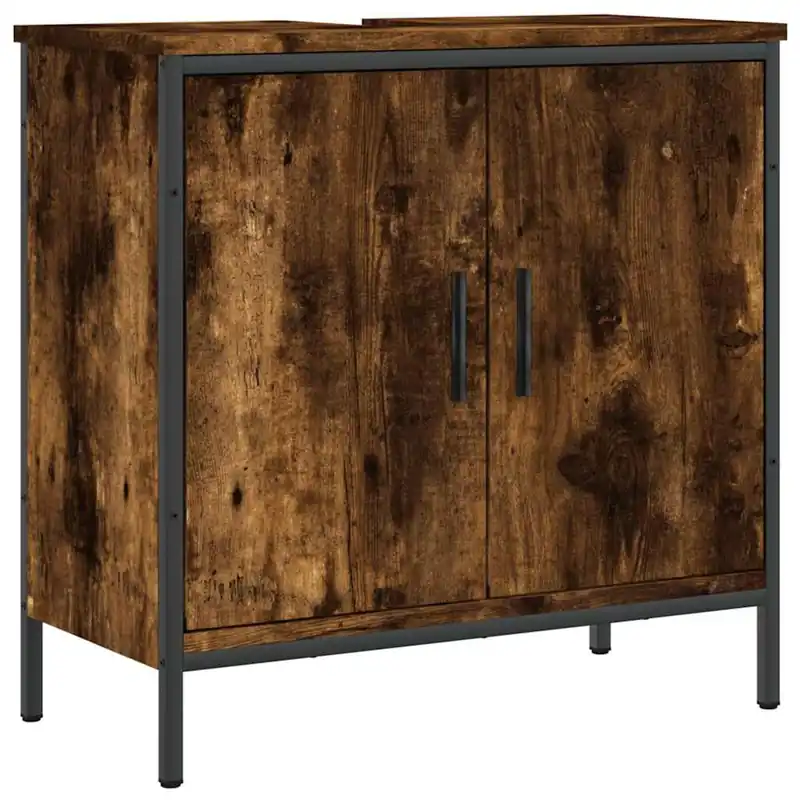 vidaXL Waschbeckenunterschrank Räuchereiche 60x30x60 cm Holzwerkstoff Markenprodukt