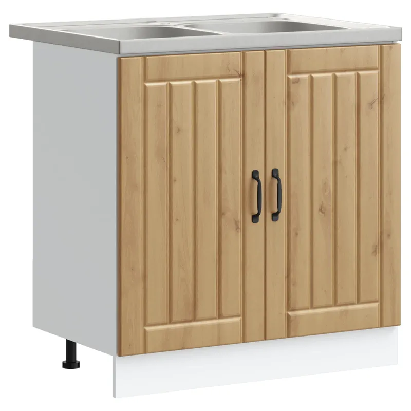 Geprüft vidaXL Waschbecken-Unterschrank mit Speicher Lucca 2 pcs Artisan-Eiche