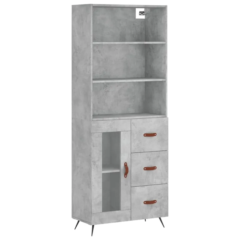 Beliebt vidaXL Highboard Betongrau 69,5x34x180 cm Holzwerkstoff