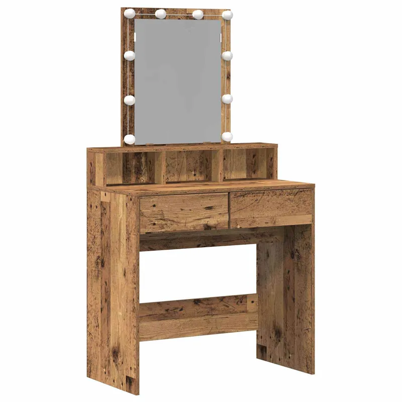 Highlight vidaXL Schminktisch mit Regal Altholz 80 x 41 x 144,5 cm Holzwerkstoff