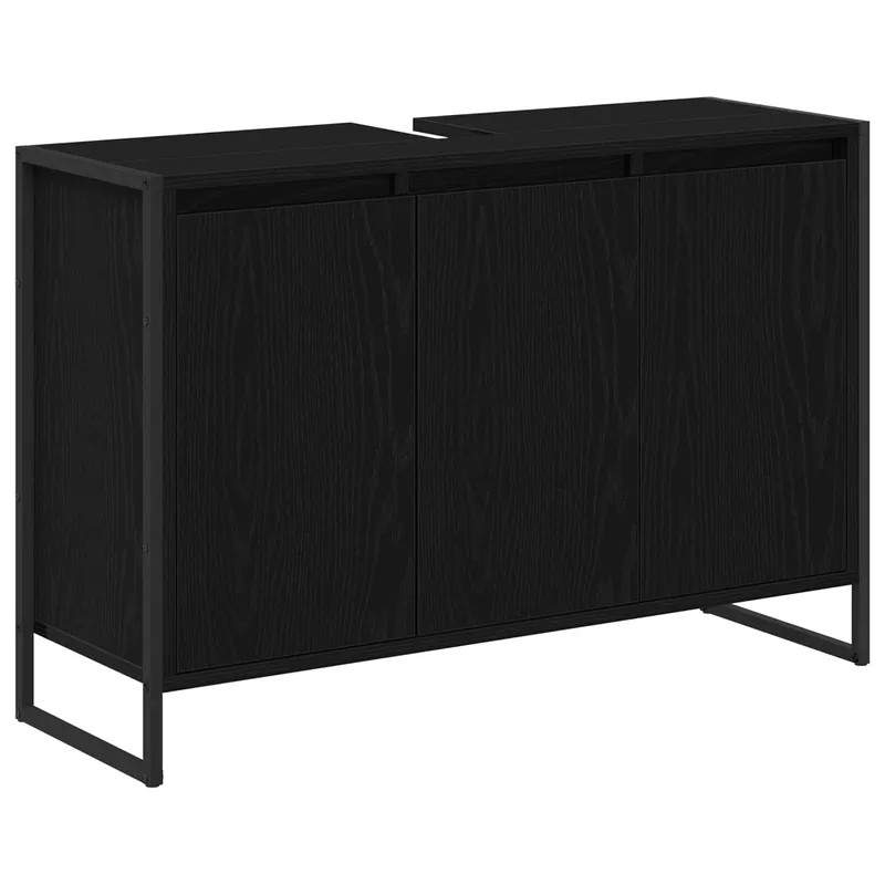 Geprüft vidaXL Badezimmerschrank mit Tür Schwarz Eichen-Optik 90 x 30 x 60 cm