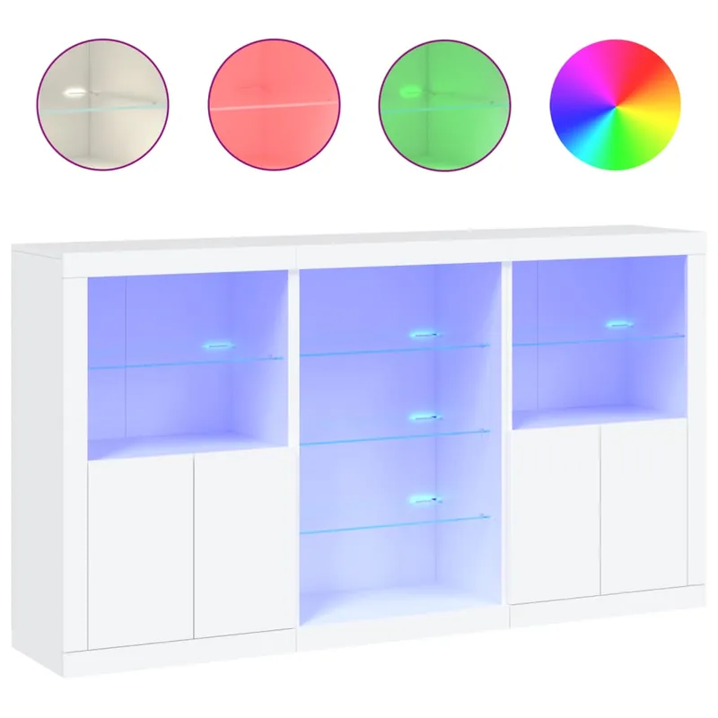 Ausverkauf vidaXL Sideboard mit LED-Leuchten Weiß 181,5x37x100 cm