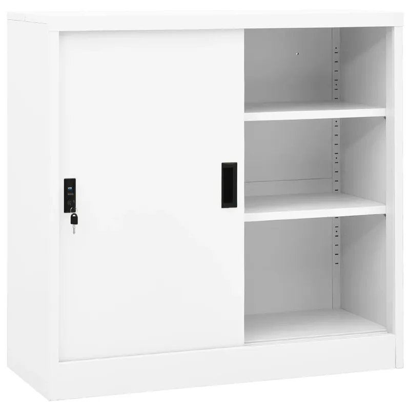 Heißes Angebot vidaXL Büroschrank mit Schiebetür Weiß 90x40x90 cm Stahl