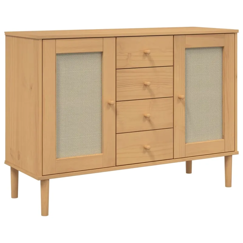 vidaXL Sideboard SENJA Rattan-Optik Braun 112x40x80 cm Kiefernholz Wochenendangebot