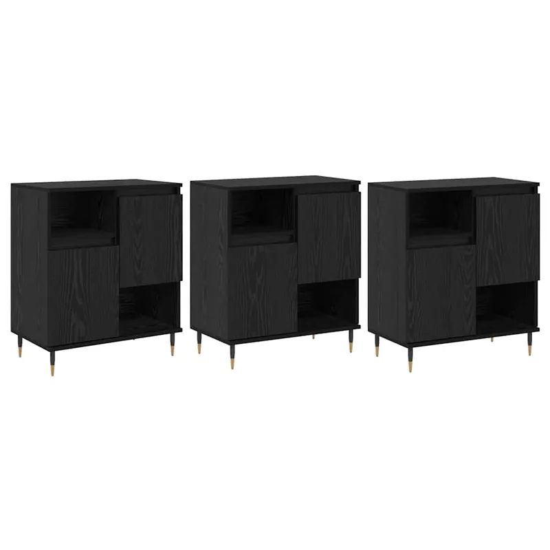 vidaXL Sideboards 3 pcs Schwarz Eichen-Optik 180 x 35 x 70 cm Nur Für Kurze Zeit