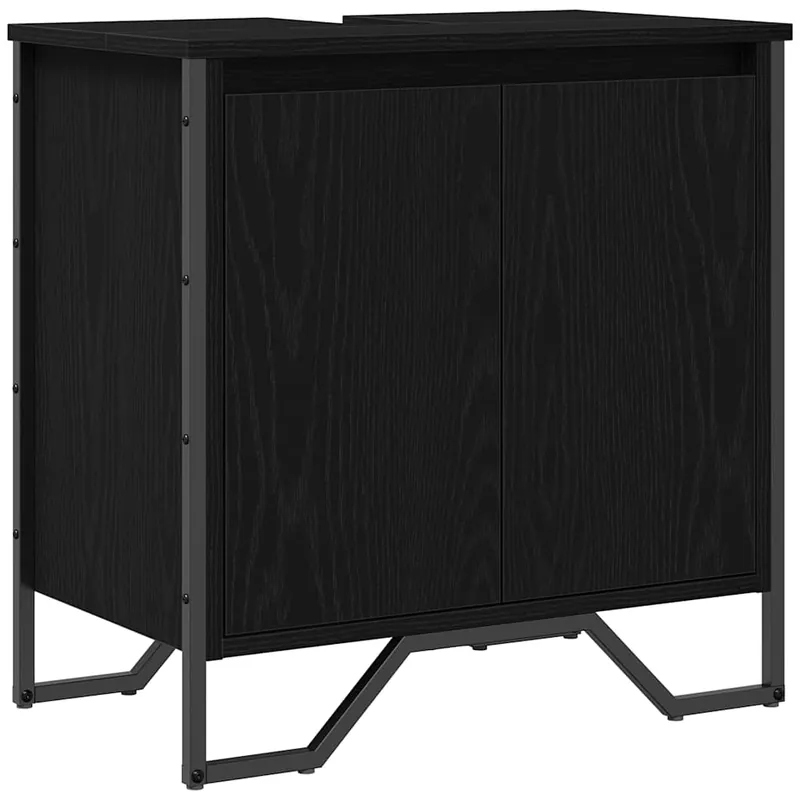 vidaXL Waschbeckenschrank mit Tür Schwarz Eichen-Optik 60 x 35 x 60 cm Solange Der Vorrat Reicht