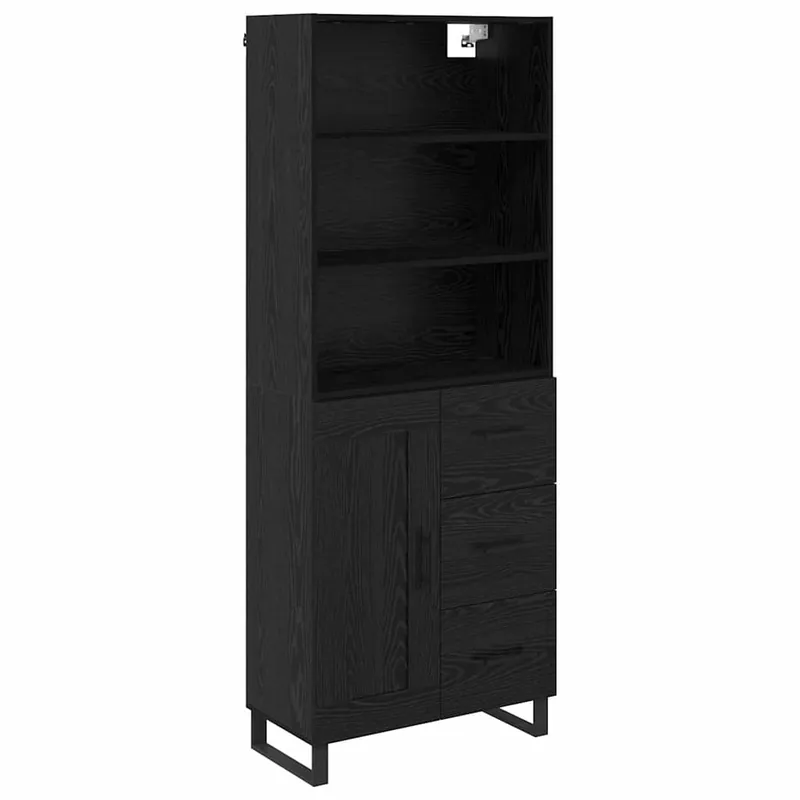 Direktkauf vidaXL Highboard Schwarz Eichen-Optik 69,5 x 34 x 180 cm Holzwerkstoff