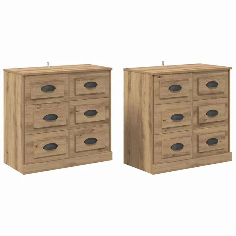 vidaXL Sideboards 2 pcs Artisan-Eiche 70 x 35,5 x 67,5 cm Echt