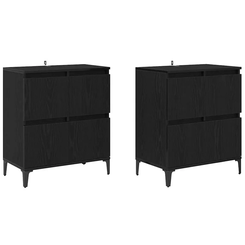 Abverkauf vidaXL Sideboards 2 pcs Schwarz Eichen-Optik 60 x 35 x 70 cm