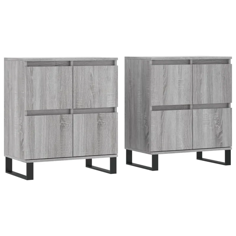 vidaXL Sideboards 2 Stk. Grau Sonoma Holzwerkstoff Preisreduziert