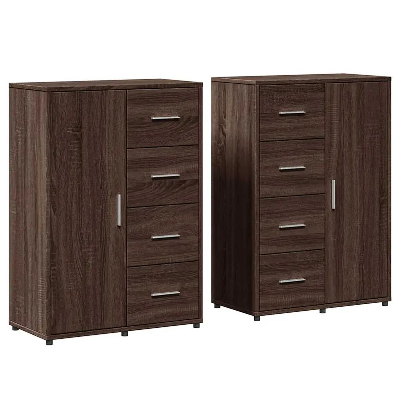 vidaXL Sideboards 2 Stk. Braun Eichen-Optik 60x31x84 cm Holzwerkstoff Preis Gesenkt