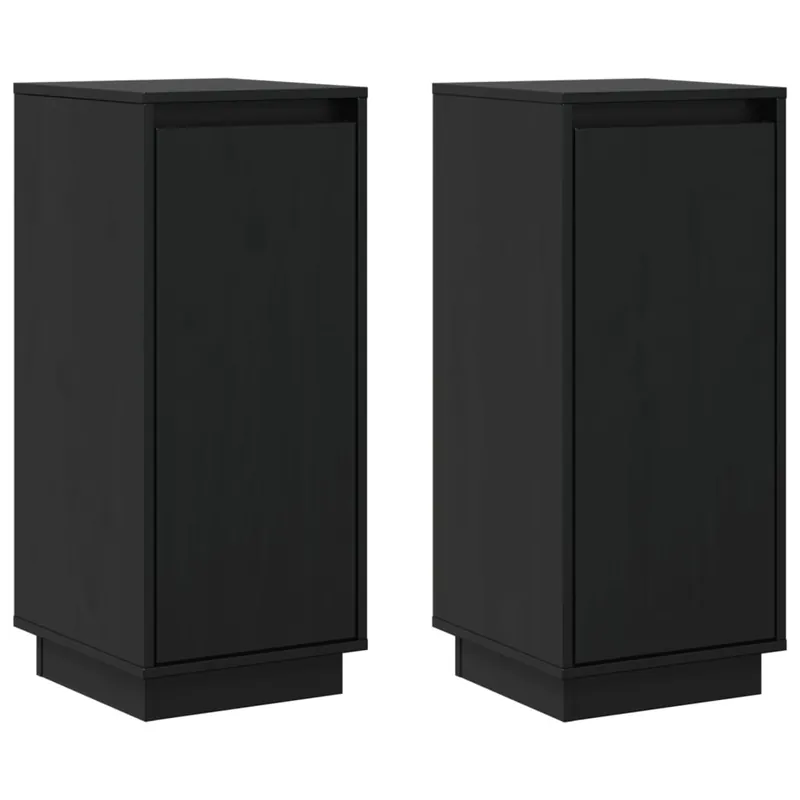 vidaXL Sideboards 2 Stk. Schwarz 31,5x34x75 cm Massivholz Kiefer Markenprodukt
