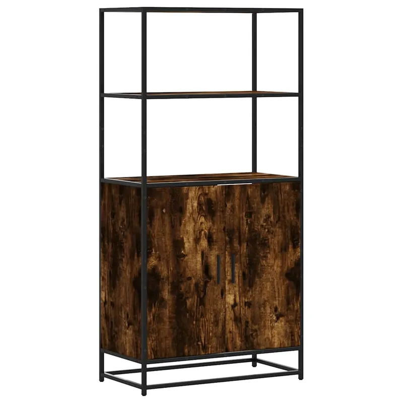 Garantierte Lieferung vidaXL Highboard Räuchereiche 68x35x139 cm Holzwerkstoff und Metall