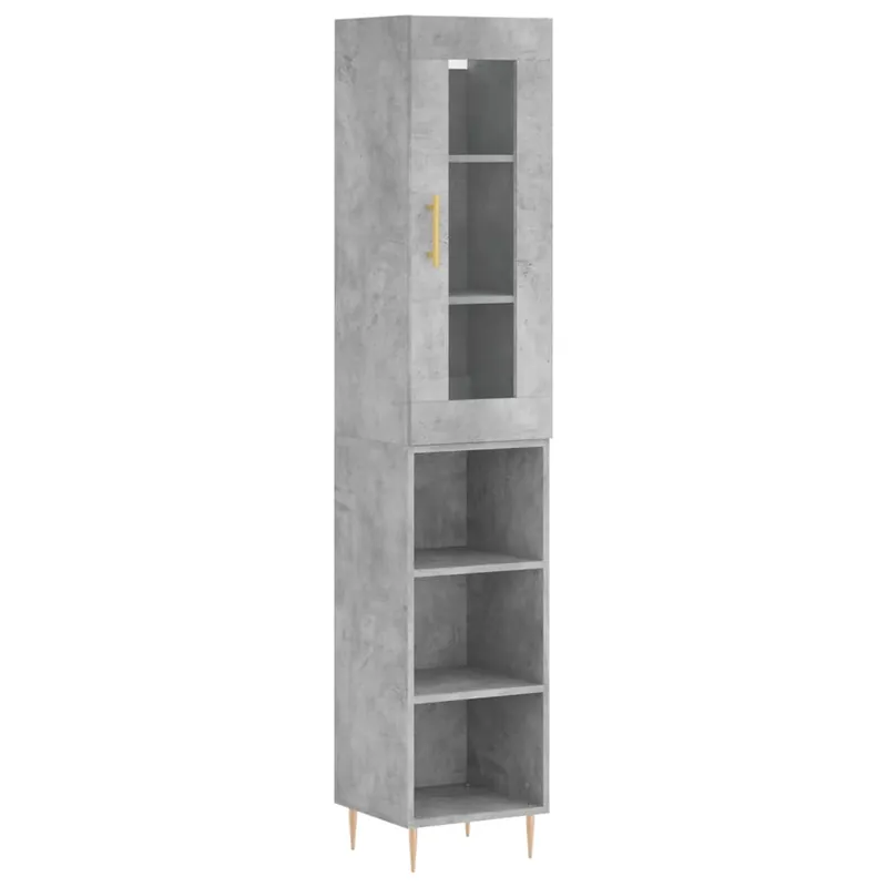 Gratis Versand vidaXL Highboard Betongrau 34,5x34x180 cm Holzwerkstoff