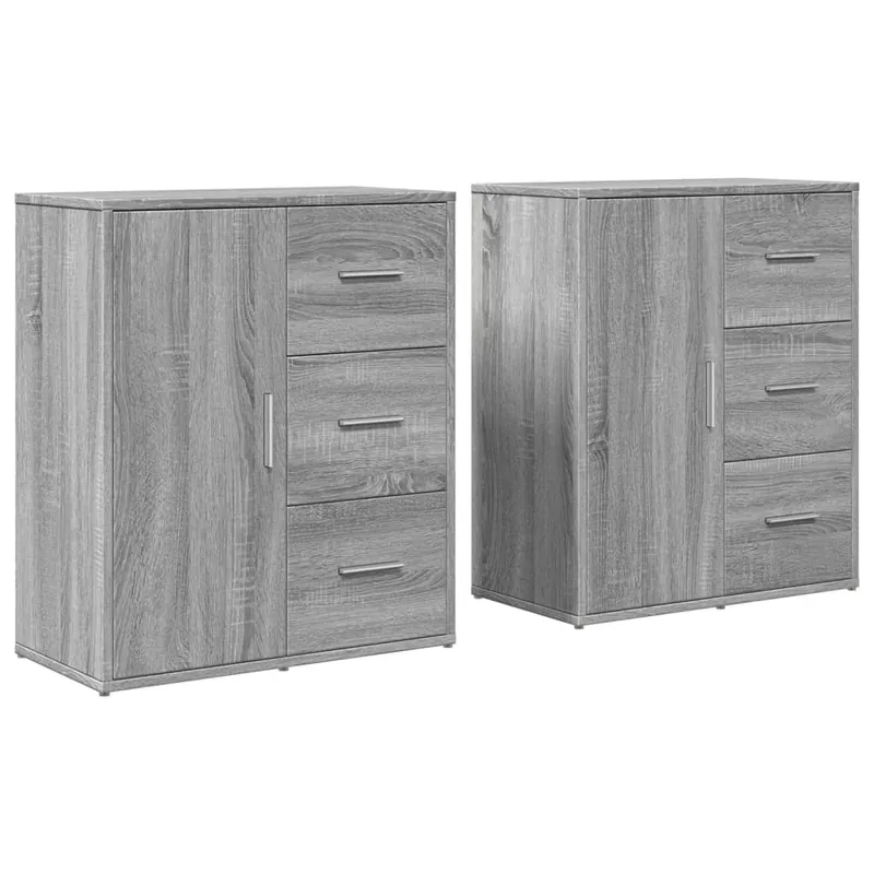 Geprüft vidaXL Sideboards 2 Stk. Grau Sonoma-Eiche 60x31x70 cm Holzwerkstoff
