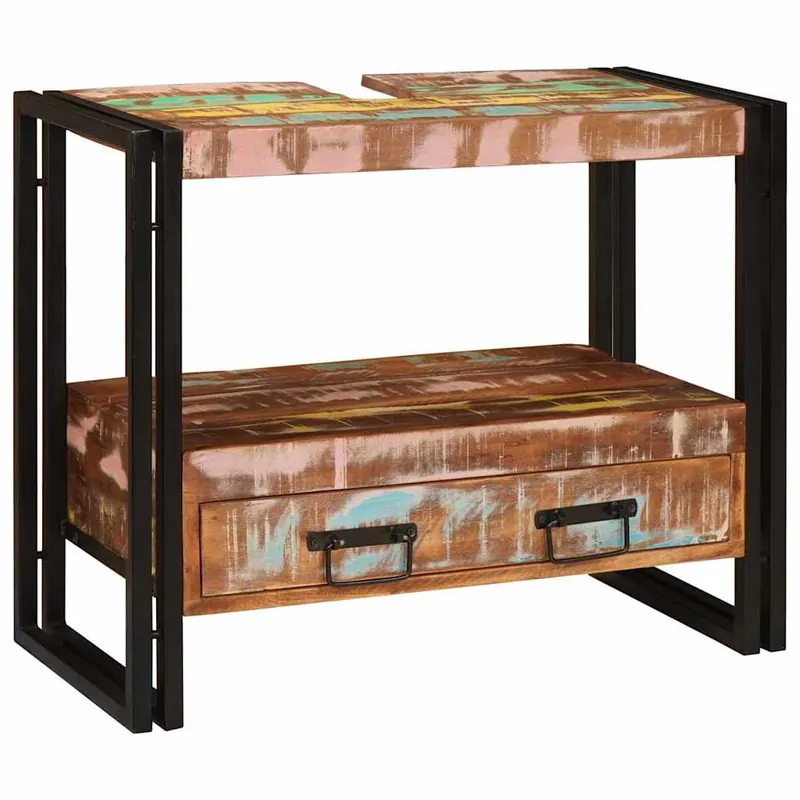 Direkt Vom Hersteller vidaXL Waschtischunterschrank Mehrfarbig Massives upgecyceltes Holz