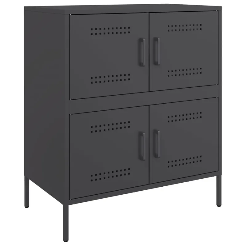 vidaXL Sideboard Schwarz 68x39x79 cm Stahl Echt