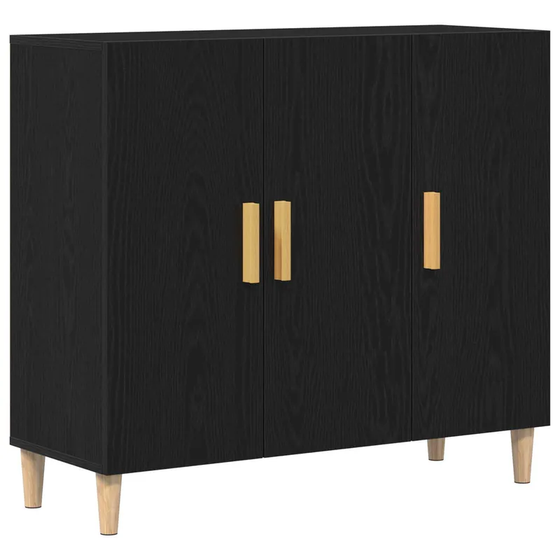 vidaXL Sideboard Schwarz Eichen-Optik 90 x 34 x 80 cm Holzwerkstoff Nur Heute