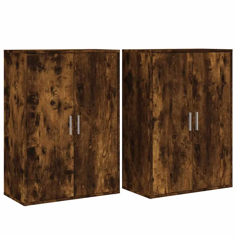 vidaXL Sideboards 2 Stk. Räuchereiche 60x31x84 cm Holzwerkstoff Highlight